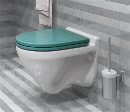 Унитаз подвесной Sanita luxe Attica Luxe Color Sea белый/бирюзовое сиденье Soft-close - фото 123332