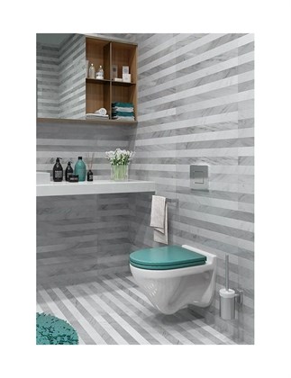 Унитаз подвесной Sanita luxe Attica Luxe Color Sea белый/бирюзовое сиденье Soft-close - фото 123333