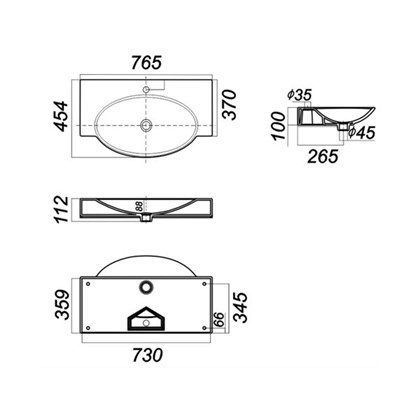 Раковина Sanita Luxe Infinity 76 - фото 123384
