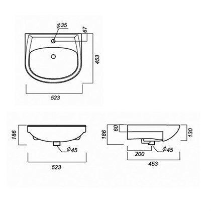 Раковина Sanita Luxe Аттика 50 ATC50SAWB01 50 см накладная - фото 123481