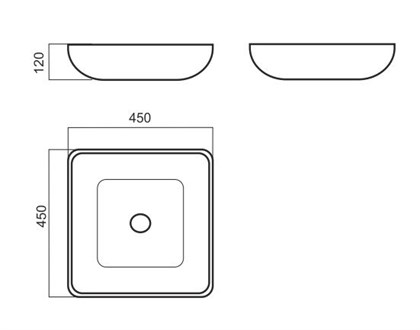 Раковина Sanita Luxe Quadro 45 накладная - фото 123532