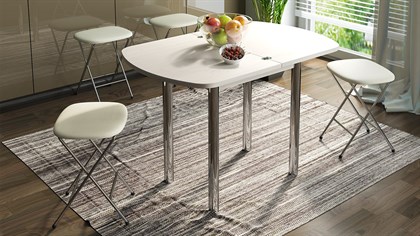 Стол обеденный с хромированными ножками «Лион (мини)» - СМ-204.01.2 - фото 125410