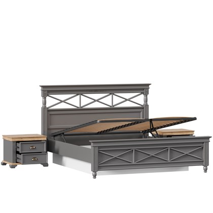 Амели Кровать двуспальная 1600 с подъемным механизмом с тумбами (Оникс Серый) - фото 125747