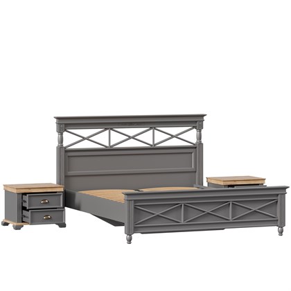 Амели Кровать двуспальная 1600 с тумбами (Оникс Серый) - фото 125749