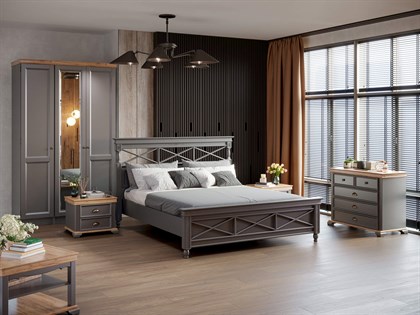 Кровать двуспальная 1600 Амели (Оникс Серый) - фото 125752