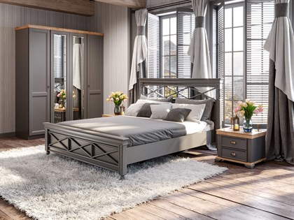 Кровать двуспальная 1600 Амели (Оникс Серый) - фото 125754