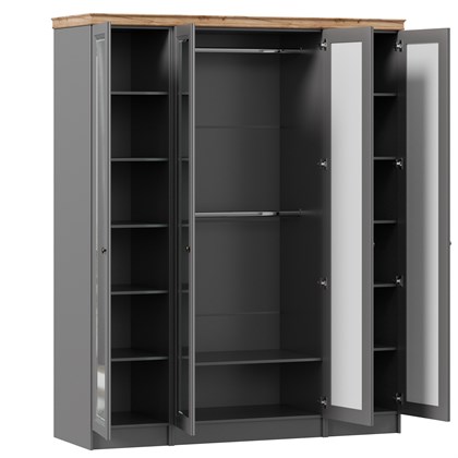 Амели Шкаф четырехстворчатый с зеркалами и карнизом (Оникс Серый) - фото 125763