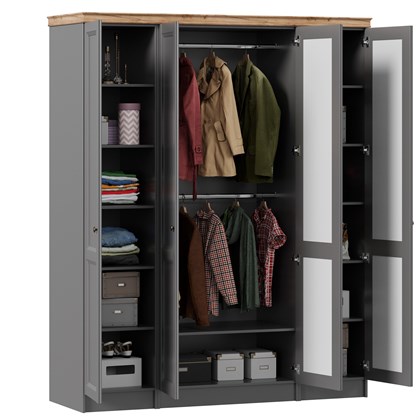 Амели Шкаф четырехстворчатый с карнизом (Оникс Серый) - фото 125768