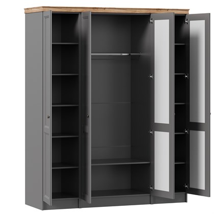 Амели Шкаф четырехстворчатый с карнизом (Оникс Серый) - фото 125769