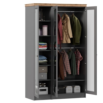 Амели Шкаф трехстворчатый с зеркалами и карнизом (Оникс Серый) - фото 125771