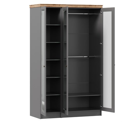 Амели Шкаф трехстворчатый с зеркалами и карнизом (Оникс Серый) - фото 125772