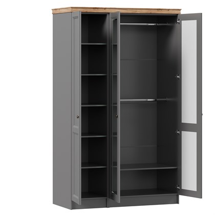 Амели Шкаф трехстворчатый с зеркалом с карнизом (Оникс Серый) - фото 125775