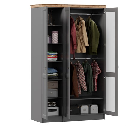 Амели Шкаф трехстворчатый с карнизом (Оникс Серый) - фото 125777