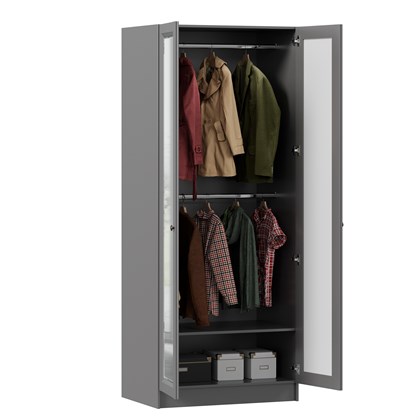 Шкаф двухстворчатый с двумя зеркалами Амели (Оникс Серый) - фото 125789