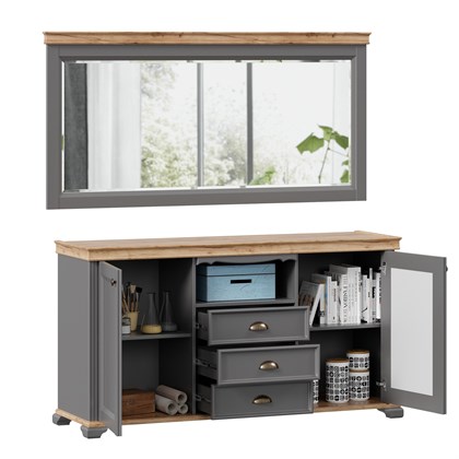 Амели Комод с зеркалом (Оникс Серый) - фото 125795