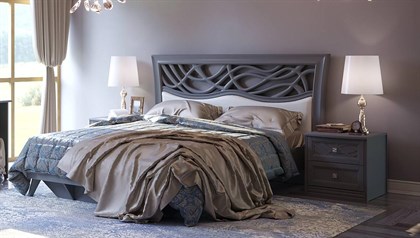 Джулия Кровать двуспальная 1600 с тумбами (Оникс Серый) - фото 125908