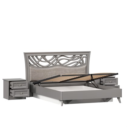 Джулия Кровать двуспальная 1600 с подъемным механизмом с тумбами (Оникс Серый) - фото 125911