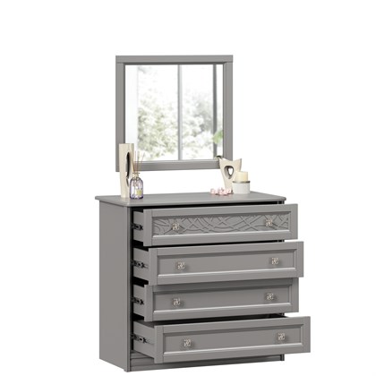 Джулия Комод с 4 ящиками с зеркалом (Оникс Серый) - фото 125929