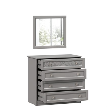 Джулия Комод с 4 ящиками с зеркалом (Оникс Серый) - фото 125931