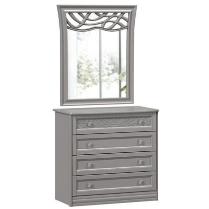 Джулия Комод с 4 ящиками с зеркалом ППУ (Оникс Серый) - фото 125934