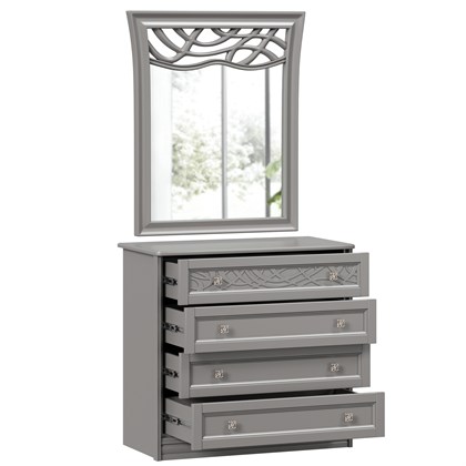 Джулия Комод с 4 ящиками с зеркалом ППУ (Оникс Серый) - фото 125935