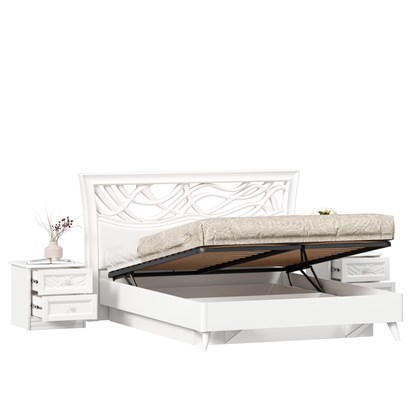 Джулия Кровать двуспальная 1600 с подъемным механизмом с тумбами (Белый) - фото 125969