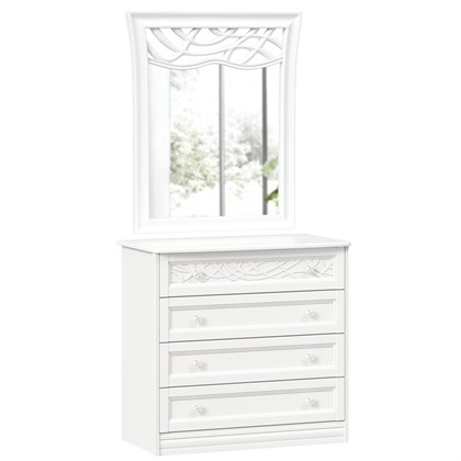 Джулия Комод с 4 ящиками с зеркалом ППУ (Белый) - фото 126000
