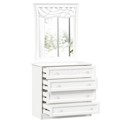 Джулия Комод с 4 ящиками с зеркалом ППУ (Белый) - фото 126001