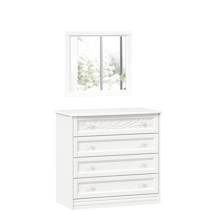 Джулия Комод с 4 ящиками с зеркалом (Белый) - фото 126003