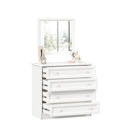 Джулия Комод с 4 ящиками с зеркалом (Белый) - фото 126004