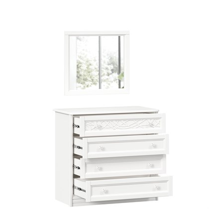 Джулия Комод с 4 ящиками с зеркалом (Белый) - фото 126005