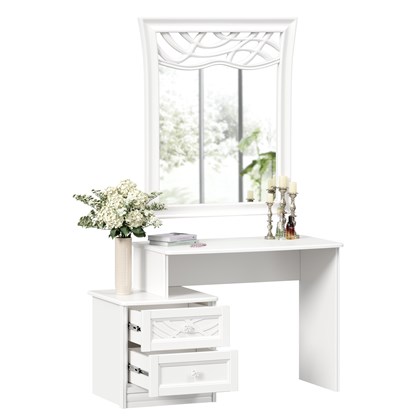 Джулия Столик туалетный с зеркалом ППУ (Белый) - фото 126016