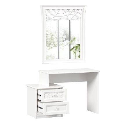 Джулия Столик туалетный с зеркалом ППУ (Белый) - фото 126018