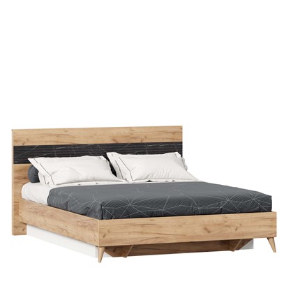 Кровать двуспальная 1600 с подъемным механизмом Шелли (Дуб золотой/Мрамор чёрный) - фото 126590