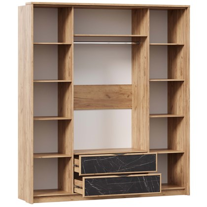 Шкаф четырехстворчатый Шелли (Дуб золотой/Камень Пьетра чёрный) - фото 126607