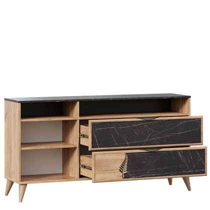 Комод 1500 Шелли (Дуб золотой/Камень Пьетра чёрный) - фото 126621