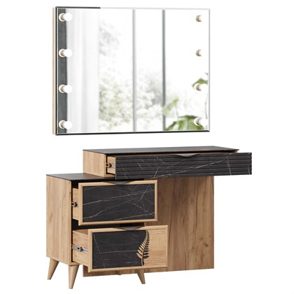 Стол туалетный Шелли с зеркалом Норд (Дуб Золотой) - фото 126662