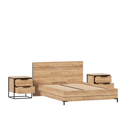 Норд Кровать двуспальная 1400 с тумбами (Дуб Золотой) - фото 126967