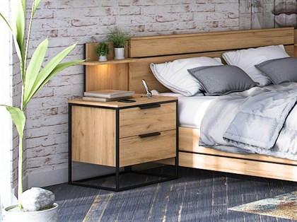 Норд Кровать двуспальная 1600 с тумбами (Дуб Золотой) - фото 126969