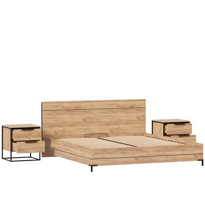 Норд Кровать двуспальная 1800 с тумбами (Дуб Золотой) - фото 126972