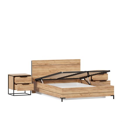 Норд Кровать двуспальная 1400 с подъемным механизмом с тумбами (Дуб Золотой) - фото 126974