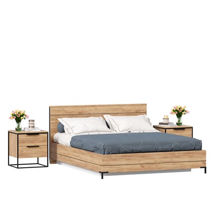 Норд Кровать двуспальная 1600 с подъемным механизмом с тумбами (Дуб Золотой) - фото 126976