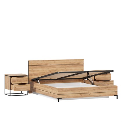 Норд Кровать двуспальная 1600 с подъемным механизмом с тумбами (Дуб Золотой) - фото 126977