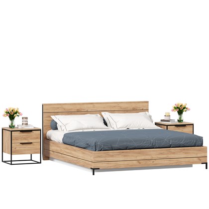 Норд Кровать двуспальная 1800 с подъемным механизмом с тумбами (Дуб Золотой) - фото 126979