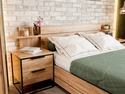 Кровать двуспальная 1600 с подъемным механизмом Норд (Дуб Золотой) - фото 126997