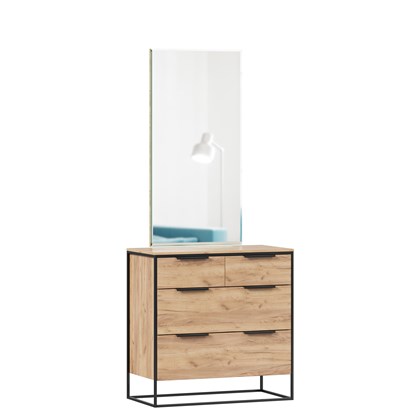 Норд Комод 890 с 4 ящиками с зеркалом (Дуб Золотой) - фото 127067