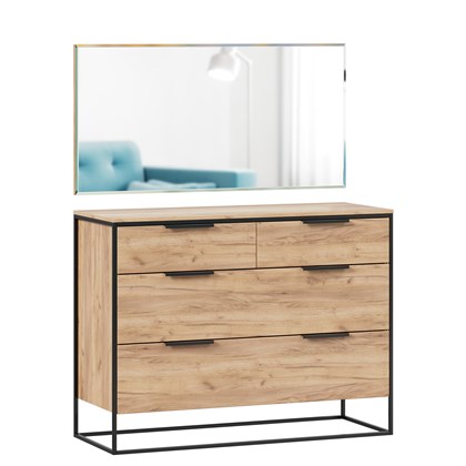 Норд Комод 1190 с 4 ящиками с зеркалом (Дуб Золотой) - фото 127070