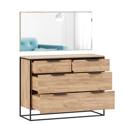 Норд Комод 1190 с 4 ящиками с зеркалом (Дуб Золотой) - фото 127071