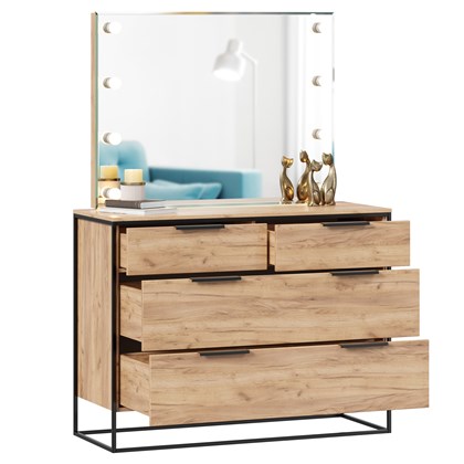 Норд Комод 1190 с 4 ящиками с зеркалом с подсветкой (Дуб Золотой) - фото 127073