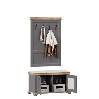 Амели Тумба с пуфом и вешалкой (Оникс серый) - фото 127156